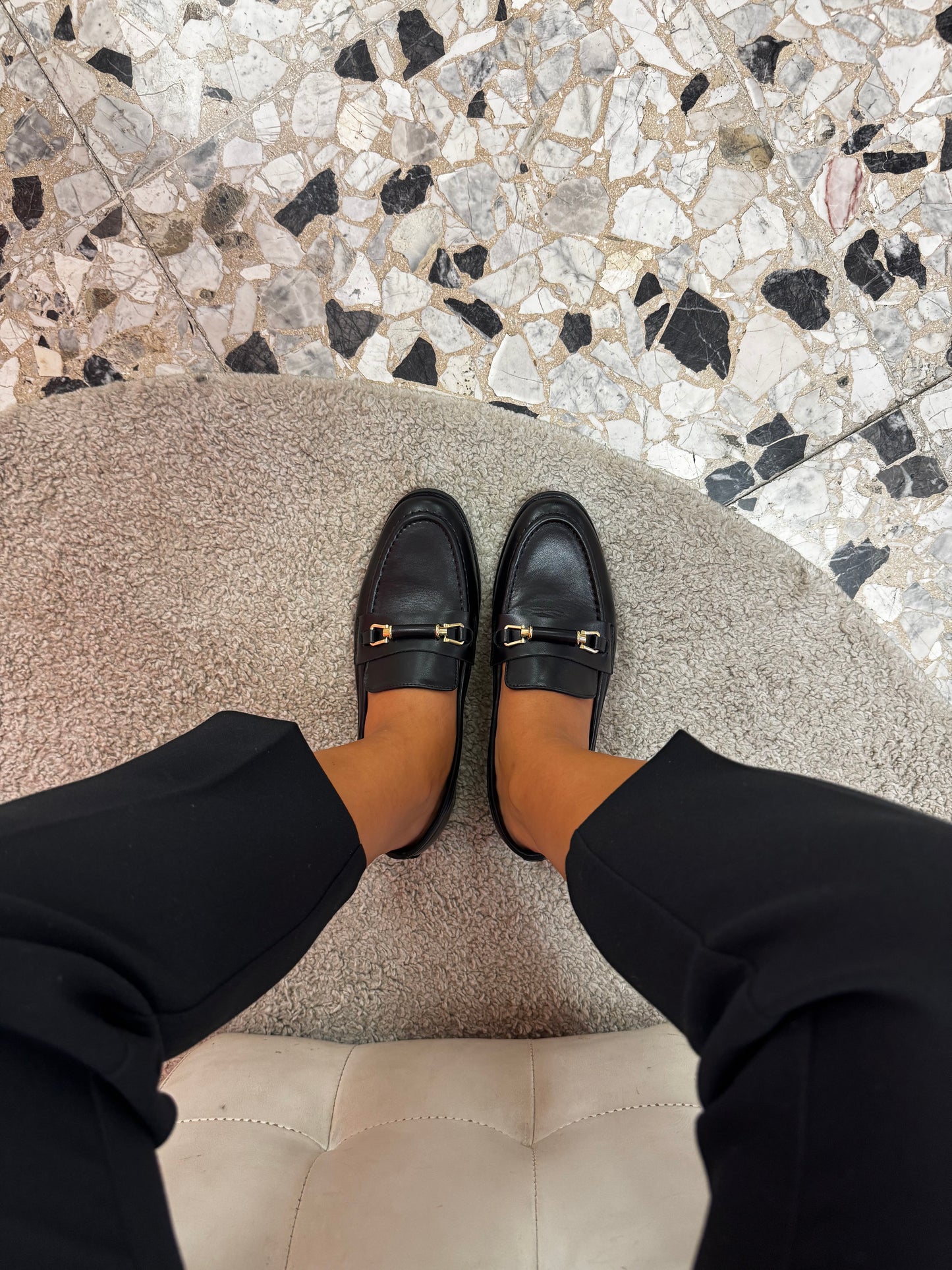Francesco Milano mocassino nero con accessori oro