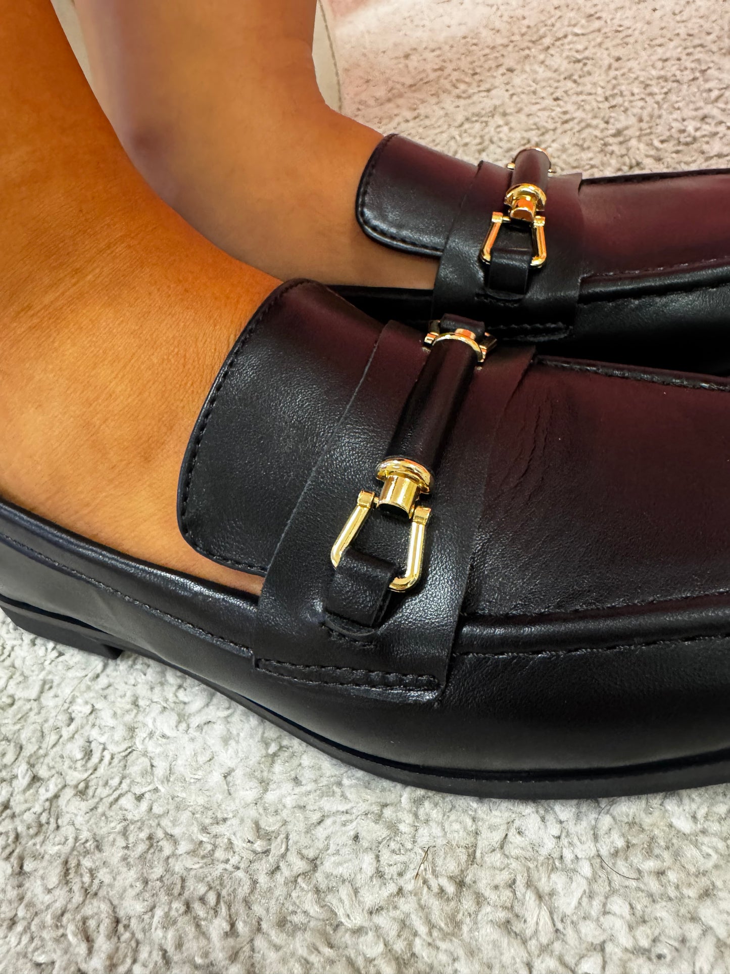 Francesco Milano mocassino nero con accessori oro