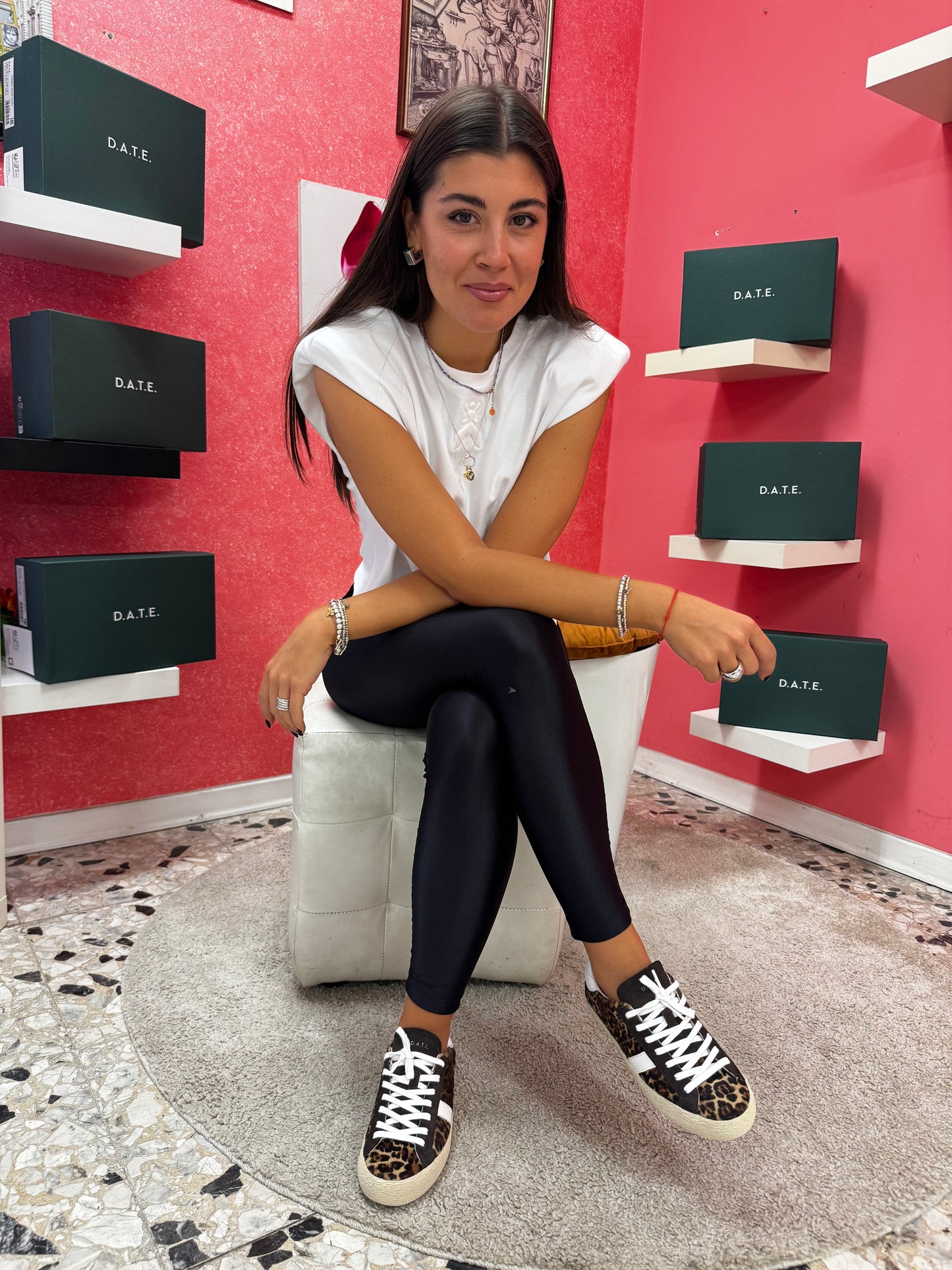 SNEAKERS D.A.T.E. HILL LOW LEOPARD BROWN