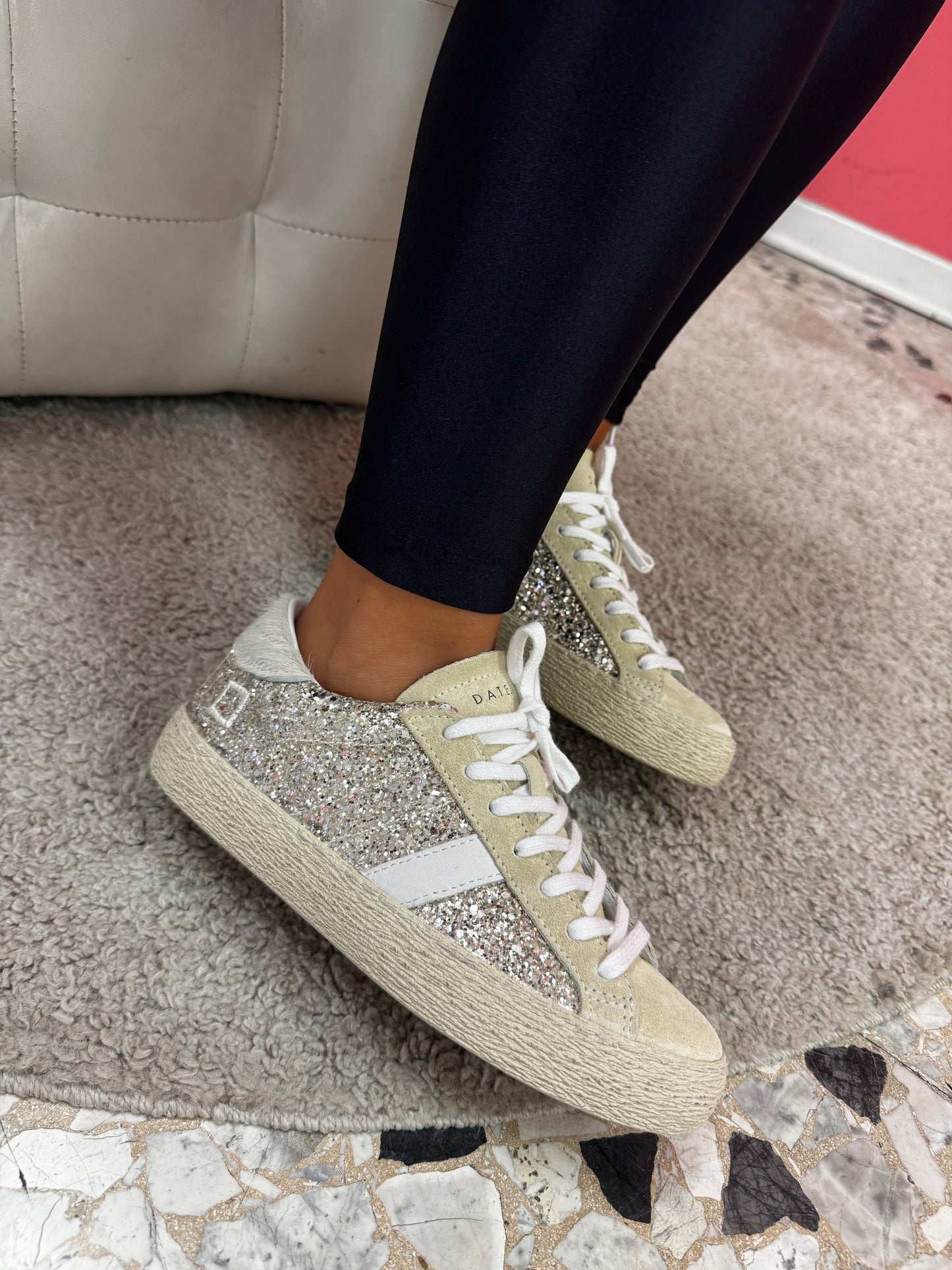 Sneakers D.A.T.E. HILL LOW GLITTER PLATINUM