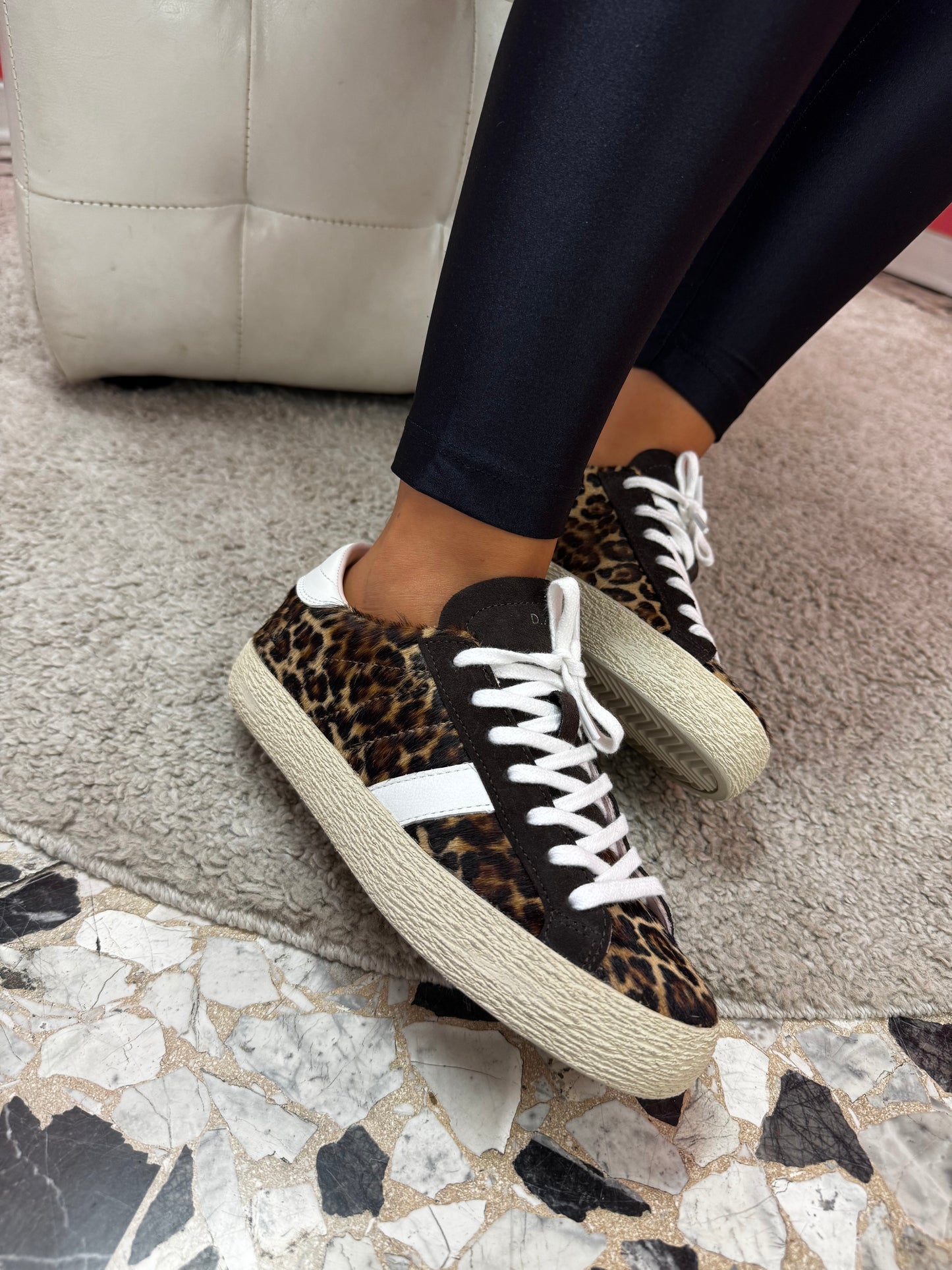 SNEAKERS D.A.T.E. HILL LOW LEOPARD BROWN