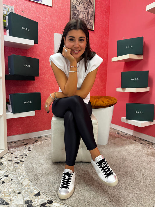 Sneakers D.A.T.E. HILL LOW SHINY WHITE-PLATINUM